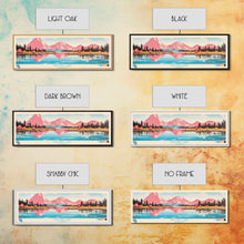 Carregar imagem no visualizador da galeria, Calling Lake Alberta Framed Canvas Print, Midcentury Modern Panoramic Wall Art, Living Room Decor, Pop Art, Travel Poster Art, Scenic Nature Painting