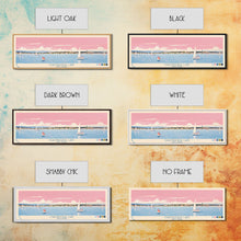 Cargar imagen en el visor de la galería, Chautauqua Lake New York Framed Canvas Print, Pop Art Panoramic Travel Poster, Midcentury Modern, Wall Art, Scenic Nature Painting, Bedroom Decor, Living Room Art