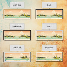 Cargar imagen en el visor de la galería, Clearwater Lake Manitoba Framed Canvas Print, Midcentury Modern Panoramic Wall Art, Living Room Decor, Pop Art, Travel Poster Art, Scenic Nature Painting, Lake House Decor