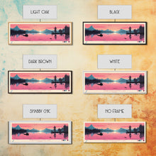 Cargar imagen en el visor de la galería, Cobbosseecontee Lake Maine Framed Canvas Print, Midcentury Modern Panoramic Wall Art, Living Room Decor, Pop Art, Travel Poster Art, Scenic Nature Painting, Lake House Decor