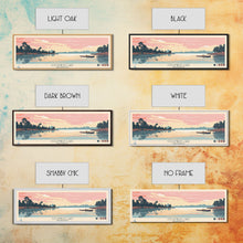 Cargar imagen en el visor de la galería, Columbus Lake Mississippi Framed Canvas Print, Midcentury Modern Panoramic Wall Art, Living Room Decor, Pop Art, Travel Poster Art, Scenic Nature Painting