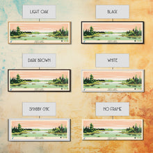 Load image into Gallery viewer, Davy Lake Saskatchewan Framed Canvas Print, Midcentury Modern Panoramic Wall Art, Living Room Decor, Pop Art, Travel Poster Art, Scenic Nature Painting