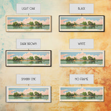 Load image into Gallery viewer, DeGray Lake Arkansas Framed Canvas Print, Midcentury Modern Panoramic Wall Art, Bedroom Decor, Pop Art, Travel Poster Art, Scenic Nature Painting