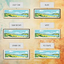 Load image into Gallery viewer, Diamond Hill Reservoir Rhode Island Framed Canvas Print, Midcentury Modern Panoramic Wall Art, Living Room Decor, Pop Art, Travel Poster Art, Scenic Nature Painting