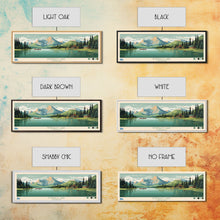 Load image into Gallery viewer, Emerald Lake Colorado Framed Canvas Print, Panoramic Art, Midcentury Modern, Pop Art, Living Room Wall Art, Travel Poster, Lake Art