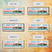 Load image into Gallery viewer, Geist Lake Indiana Framed Canvas Print, Panoramic Art, Midcentury Modern, Pop Art, Living Room Decor, Travel Poster, Nature Art, Wall Art