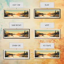 Load image into Gallery viewer, Georgetown Lake Montana Framed Canvas Print, Panoramic Wall Art, Midcentury Modern, Pop Art, Living Room Decor, Travel Poster, Nature Art, Lake House Art