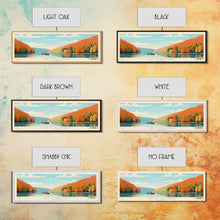 Load image into Gallery viewer, Lake of the Ozarks Missouri Framed Canvas Print, Panoramic Wall Art, Midcentury Modern, Pop Art, Bedroom Art, Travel Poster, Lake House Decor