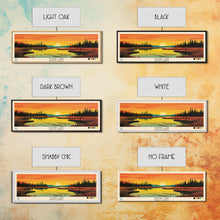 Load image into Gallery viewer, Stump Lake, North Dakota Framed Canvas Print, Lake House Art, Midcentury Modern Decor, Pop Art, Travel Poster, Living Room Wall Art