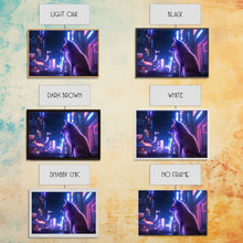 Load image into Gallery viewer, Alley Fox, Cyberpunk city, framed canvas print, urban decay art