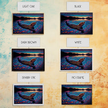 Carregar imagem no visualizador da galeria, Cute beaver swimming at midnight, vaporwave aesthetic animal print art, starry night beaver, framed canvas print