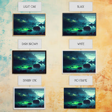 Carregar imagem no visualizador da galeria, Bioluminescent glowing river, cool nature watercolor art, framed canvas print