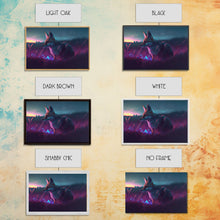 Carregar imagem no visualizador da galeria, Cute animal prints, vaporwave fox hunting in the tall grass, framed canvas print