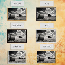 Load image into Gallery viewer, Black and White Photo Of a Barn and Hay Bail, Liminal Art, Country Decor, Farmhouse Style Art, Canvas Print