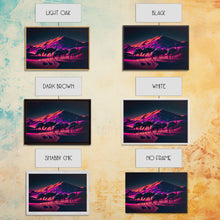 Load image into Gallery viewer, Emus in the desert, animal prints, animal art, framed canvas print, vapor wave synthwave animal art