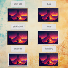 Carregar imagem no visualizador da galeria, Campfire Songs, Retrowave style art, framed canvas print, synthwave art