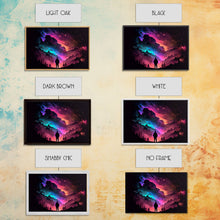 Cargar imagen en el visor de la galería, Contemplating the Universe, retro style space art, framed canvas print, synthwave space decor