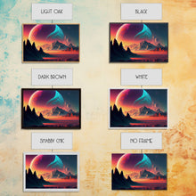 Carregar imagem no visualizador da galeria, 3 Moon Fantasy World, Retro Style Sci-Fi Art, Framed Canvas Print, Futuristic Art, Fantasy Decor