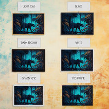 Load image into Gallery viewer, Black and Turquoise Panther, framed canvas print, unique wall art, wildlife canvas art, living room wall art