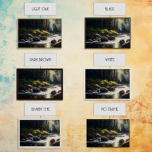 Carregar imagem no visualizador da galeria, A Rocky Stream, Watercolor Art, Serene nature landscape art, framed canvas print, mouth of the river in the morning light wall art