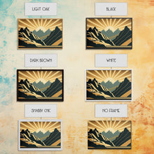 Carregar imagem no visualizador da galeria, Art Deco Style Mountain landscape at Sunset, Framed Canvas Print, Large Format Wall Art, Huge Wall Decor