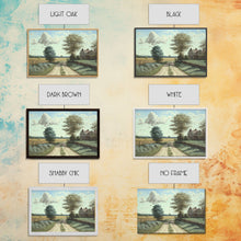 Load image into Gallery viewer, Cottage Oil Painting Framed Canvas Print | Rustic Wall Art | Vintage Muted Print | Farmhouse | Boho Style | Minimalist