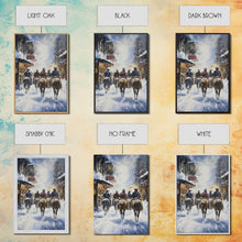 Load image into Gallery viewer, Cowboys Riding Into Town On Christmas, Western Christmas Decor, Framed Canvas Print, Christmas Outdoor Decor, Christmas poster