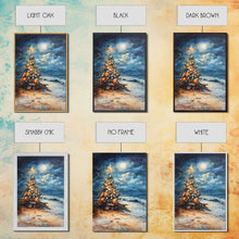 Cargar imagen en el visor de la galería, Christmas Tree On The Beach, Framed Canvas Print, gallery wall, Christmas Poster, Xmas Prints