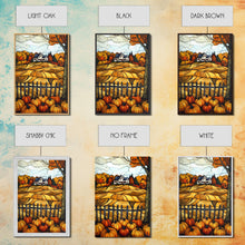 Load image into Gallery viewer, Cozy Fall Farmhouse With Pumpkins Framed Canvas Print Autumn Wall Art Country Farmhouse Decor Best Gift Idea Above Sofa Seasonal Art