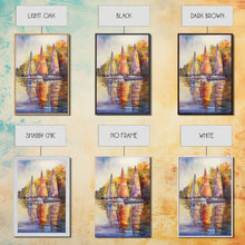 Load image into Gallery viewer, Colorful Sailboats Reflected On Water Framed Canvas Print Fall Nautical Wall Art Coastal Decor Best Gift Idea Holiday Wall Art
