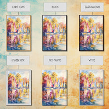 Load image into Gallery viewer, Church Steeple Surrounded By Fall Trees Framed Canvas Print Autumn Village Scene Best Gift Seasonal Wall Art Holiday Home Decor