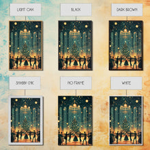 Load image into Gallery viewer, Elegant Ballroom Christmas Dance Scene with Holiday Lights and Decorations, Perfect Holiday Decor for Winter Wonderland, Framed Canvas Print