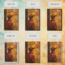 Load image into Gallery viewer, Cowboy in Autumn Forest Framed Canvas Print - Rustic Fall Wall Art Perfect Gift Idea 2024 Country Decor - Moody Landscape Art