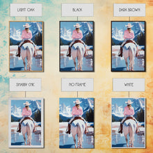 Carregar imagem no visualizador da galeria, Female Cowboy Riding Through Winter Mountains Framed Canvas Print Christmas Wall Art Winter Wonderland Vintage Christmas Gift Wall Art