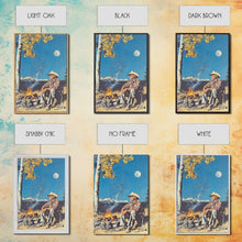 Load image into Gallery viewer, Cowboy in Snowy Sunset Landscape Canvas Print, Winter Wall Art, Seasonal Western Decor, Holiday Gift, Christmas Wall Art, Canvas Print