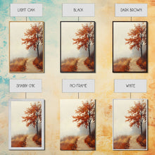 Carregar imagem no visualizador da galeria, Framed Canvas Print of a Cozy Autumn Path with Trees and Fall Leaves, Rustic Country Decor, Moody Landscape Art, Best Gift Idea, Fall Decor