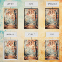 Carregar imagem no visualizador da galeria, Framed Canvas Print of Foggy Autumn Forest with Red Leaves, Moody Landscape Wall Art, Fall Seasonal Decor, Best Gift Idea, Modern Farmhouse