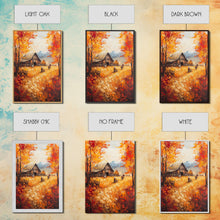 Carregar imagem no visualizador da galeria, Autumn Barnyard Framed Canvas Print, Vibrant Fall Landscape Cowboy and Barn, Perfect Rustic Wall Art Farmhouse or Ranch Style Fall Decor