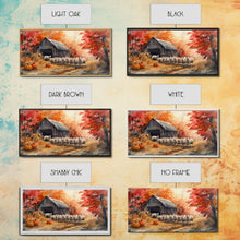 Carregar imagem no visualizador da galeria, Framed Canvas Print Autumn Farm with Sheep and Pumpkins, Perfect Fall Decor, Rustic Country Home Wall Art, Seasonal Autumn Canvas Print