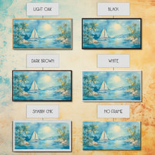 Carregar imagem no visualizador da galeria, Festive Boat Lighthouse Framed Canvas Print Christmas Nautical Holiday Art Beach Christmas Decor Best Gift Christmas Art Prints 2024