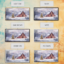 Load image into Gallery viewer, Christmas decor farmhouse Framed Canvas Print snowy barn scene holiday wall art Christmas tree decor best gift Christmas holiday home decor