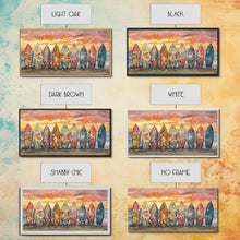 Carregar imagem no visualizador da galeria, Fall Surfboards Beach Art Print Canvas Wall Art Autumn Surfboard Beach Scene Seasonal Wall Art Framed Canvas Print Fall Beach Decor