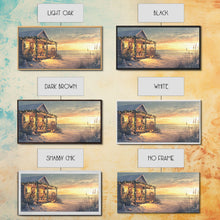 Cargar imagen en el visor de la galería, Christmas beach house decor, coastal holiday home art, seaside Christmas wall art, festive beach house print, framed canvas print