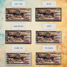 Load image into Gallery viewer, Cozy Cabin Fireplace Christmas Canvas Print | Rustic Christmas Wall Art | Holiday Home Decor | Christmas Mantle Decor | 2024 Christmas Gift