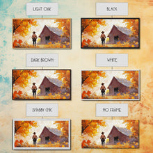 Load image into Gallery viewer, Cowboy and His Barn, Framed Canvas Print, Landscape Art Christmas Cowboy Holiday Art Wall Decor Seasonal