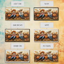 Carregar imagem no visualizador da galeria, Framed Canvas Print Cowboy On Horse Overlooking Fall Mountain Peaks Western Horse Rider Autumn Scenic Wall Art Fall Colors