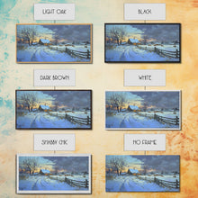 Load image into Gallery viewer, Beautiful Winter Snowy Farm Framed Canvas Print Rustic Christmas Decor, Christmas Wall Art and Holiday Art Prints, Gift Home Decor