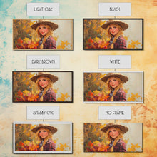 Load image into Gallery viewer, Cowgirl Amongst The Fall Leaves, Framed Canvas Print, Serene Fall Wall Decor, Perfect Rustic Seasonal Wall Art and Gift Idea