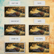 Load image into Gallery viewer, Basket of Apples Framed Canvas Print, Cozy Fall Farmhouse Wall Art, Country Autumn Decor, Best Gift for Her, Seasonal Harvest Scene Art