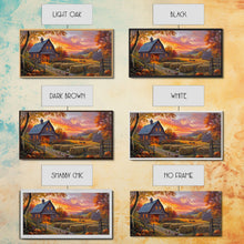 Load image into Gallery viewer, Cozy Barn at Sunset Framed Canvas Print, Fall Harvest Wall Art, Country Farmhouse Autumn Decor, Seasonal Gift Idea Best Fall Wall Art